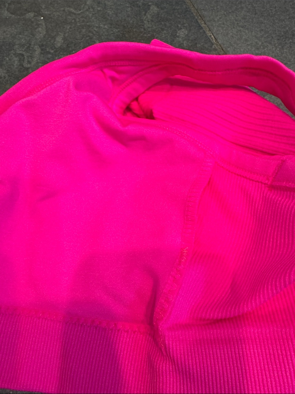 XS Bright Pink Ribbed Racerback Tank Top - Picture 4 of 4